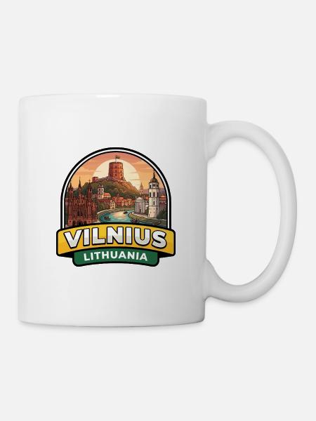 Vilnius Litauen Reiseabzeichen Gediminas Turm - Tasse - Weiß
