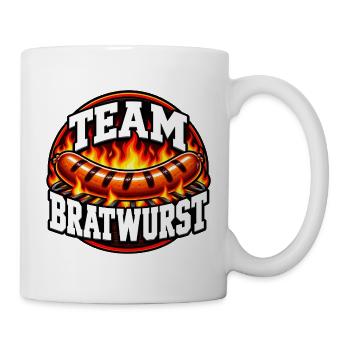 Team Bratwurst – Lustiges Grill Design - Tasse - Weiß - Rechts