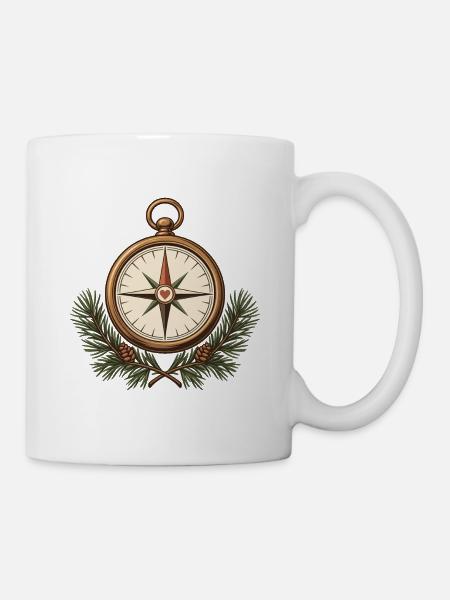 Kompass und Berge – Kompass - Tasse - Weiß