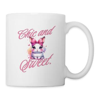 Chic And Sweet Hase Schleife Kaninchen Niedlich - Tasse - Weiß - Rechts