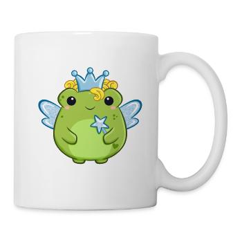 Süßer Frosch als gute Fee mit blauen Flügeln  - Tasse - Weiß - Rechts