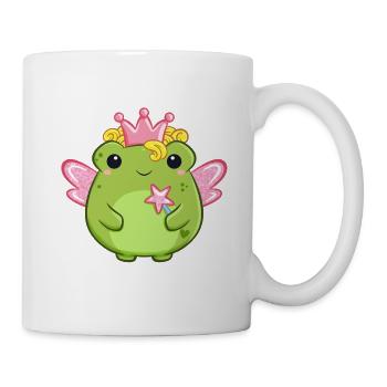 Rosa Fee mit Zauberstab als süßer Frosch - Tasse - Weiß - Rechts