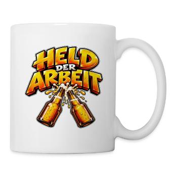 Held der Arbeit – Lustiges Feierabend Design - Tasse - Weiß - Rechts