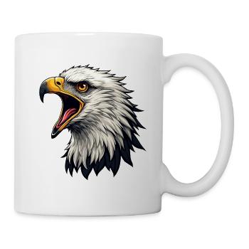 Wilder und heulender Kopf des Weißkopfseeadlers - Tasse - Weiß - Rechts