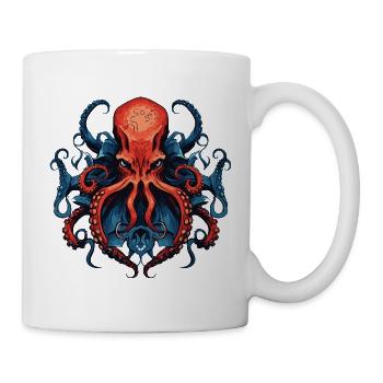 Oktopus Krake Bunt Illustration - Tasse - Weiß - Rechts