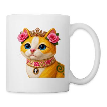 Katzenprinzessin mit Blumendekorationen - Tasse - Weiß - Rechts