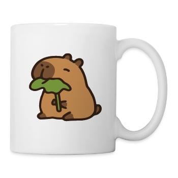 Niedliche Kapybara isst Blatt - Tasse - Weiß - Rechts