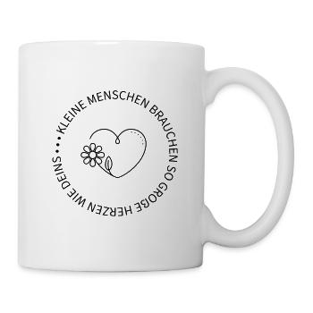 Kleine Menschen, große Herzen – Danke - Tasse - Weiß - Rechts