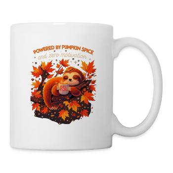 Müdes Faultier: Powered by Pumpkin Spice & PSL - Tasse - Weiß - Rechts