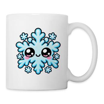 Kawaii Schneeflocke mit gefrorenem Lächeln - Tasse - Weiß - Rechts