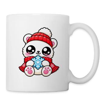 Winterpanda Rotherz-Schneeflocke - Tasse - Weiß - Rechts