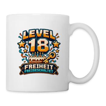 Level 18 – Freiheit freigeschaltet - Tasse - Weiß - Rechts
