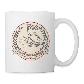 Marathon ist doch nur das Aufwärmtraining Shirt - Tasse - Weiß - Rechts