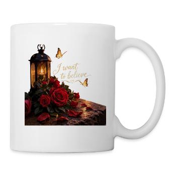 Ich will glauben: Rosenlaterne - Tasse - Weiß - Rechts
