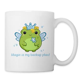 Süße Frosch Fee in blau mit lustigem Spruch - Tasse - Weiß - Rechts