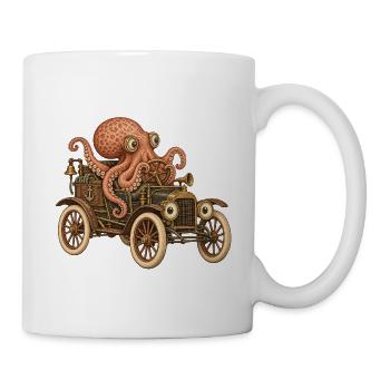 Oktopus Steampunk Auto Abenteuer - Tasse - Weiß - Rechts