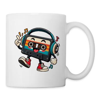 Retro Kassette mit Kopfhörern - Tasse - Weiß - Rechts