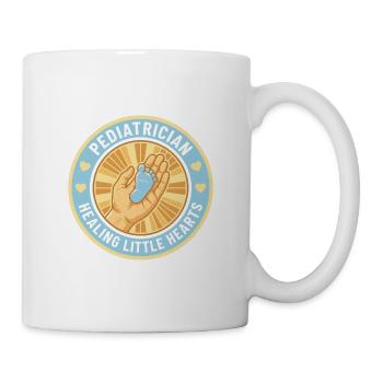 Kinderarzt Heilung Kleine Herzen Abzeichen Geschenk - Tasse - Weiß - Rechts