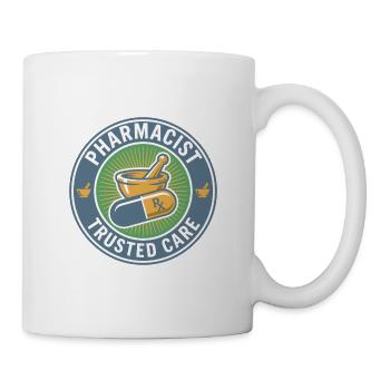 Pharmacist Trusted Care Mortar Pillen-Badge-Geschenk - Tasse - Weiß - Rechts