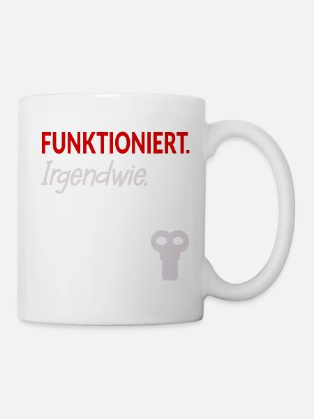 Aufziehschlüssel Funktionieren Stress - Tasse - Weiß