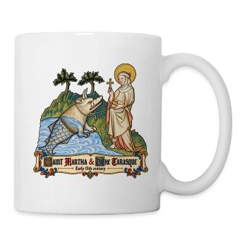 Die heilige Martha und die Tarasque (frühes 15. Jahrhundert) - Tasse - Weiß - Rechts