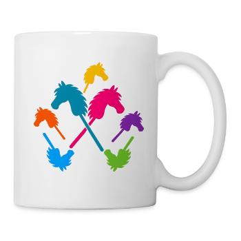 Hobby-Futter – Bunte Stockpferde - Tasse - Weiß - Rechts