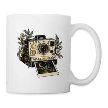 Vintage Kamera mit Blüten Mondlicht - Tasse - Weiß - Rechts