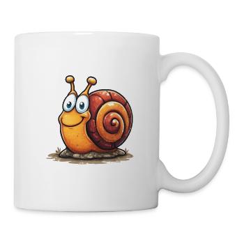 Fröhlicher Schnirkelschnecke Cartoon - Tasse - Weiß - Rechts