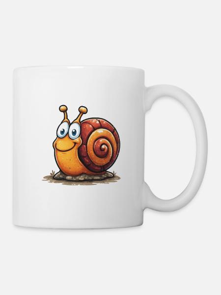 Fröhlicher Schnirkelschnecke Cartoon - Tasse - Weiß
