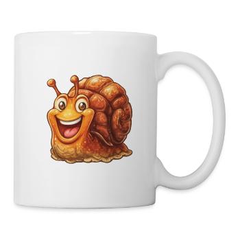 Fröhliche Cartoon Schnecke - Tasse - Weiß - Rechts