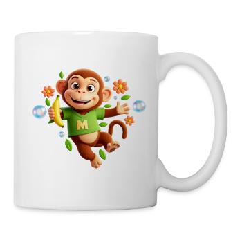 Lustiger Affe mit Banane – Buchstabe M - Tasse - Weiß - Rechts
