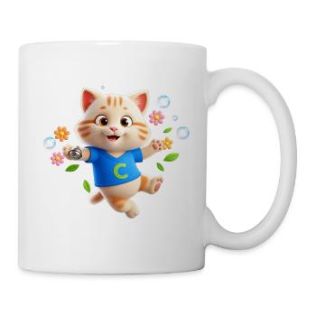 Süße Katze mit Glöckchen – Buchstabe C - Tasse - Weiß - Rechts