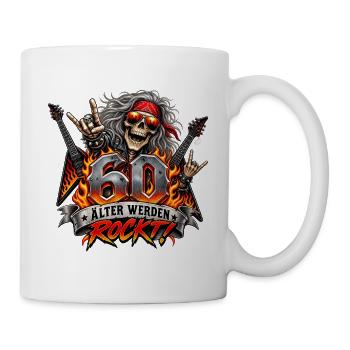 60.Geburtstag, Rock,   Älter Werden Rockt  - Tasse - Weiß - Rechts