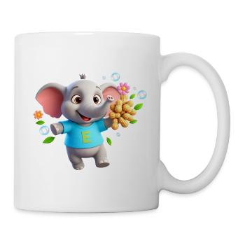 Süßer Elefant mit Erdnüssen – Buchstabe E - Tasse - Weiß - Rechts