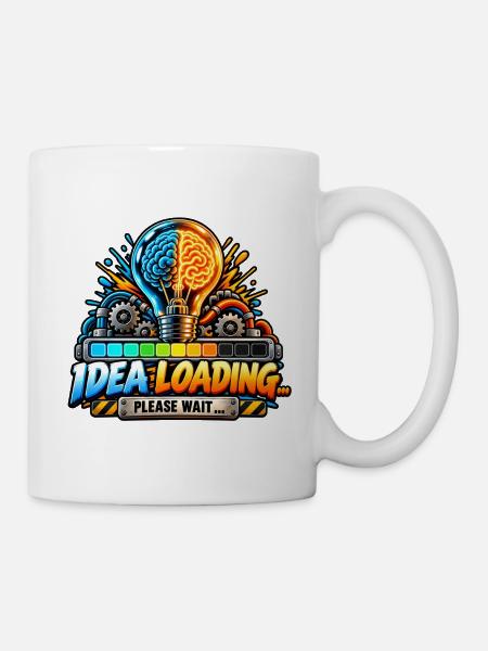 Ideenladung: Leuchtbirne trifft Technik - Tasse - Weiß