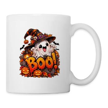 Boo Halloween Geist mit Kürbissen - Tasse - Weiß - Rechts