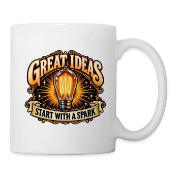 Große Ideen Beginnen Mit Funken - Tasse - Weiß - Rechts