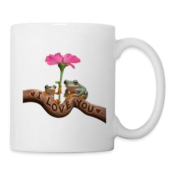 Froschliebe unter rosa Blüte - Tasse - Weiß - Rechts