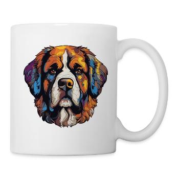Bunter Hund Kopf Pop-Art - Tasse - Weiß - Rechts