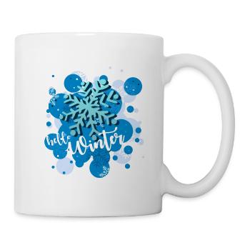 Hello Winter - Schneeflocke in Blau - Tasse - Weiß - Rechts