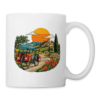 Sonnenuntergangs Radreise am Meer - Tasse - Weiß - Rechts