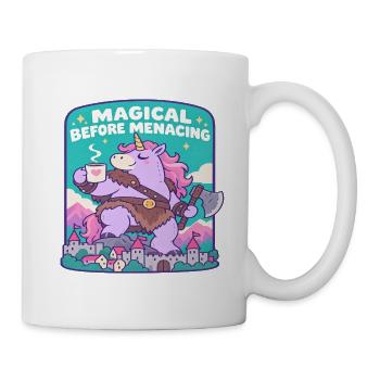 Magische Einhorn vor Bedrohung - Tasse - Weiß - Rechts