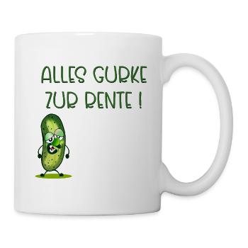 Abschied Kollegen, Rente Gurke - Tasse - Weiß - Rechts