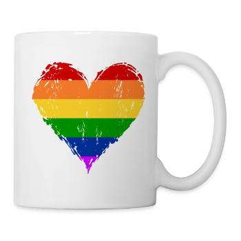 Regenbogen Herz used - Tasse - Weiß - Rechts