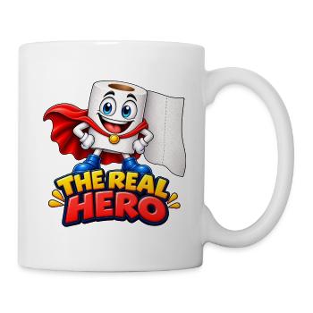 Lustiger Toilettenpapier-Held - Tasse - Weiß - Rechts