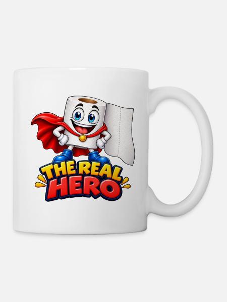 Lustiger Toilettenpapier-Held - Tasse - Weiß