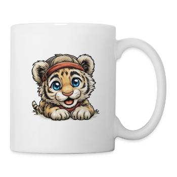 Kleiner Tiger mit rotem Stirnband - Tasse - Weiß - Rechts