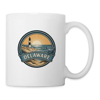 Delaware Cape Henlopen Retro-Reiseabzeichen - Tasse - Weiß - Rechts