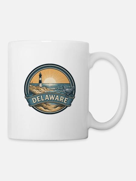 Delaware Cape Henlopen Retro-Reiseabzeichen - Tasse - Weiß