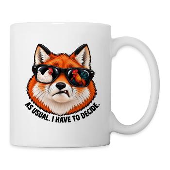Fuchs mit Sonnenbrille – Wie immer muss ich mich entscheiden - Tasse - Weiß - Rechts